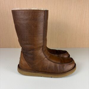UGG Australia Men’s Leather Tall Shearling Boots Brown Size 9 Women’s 10-10.5